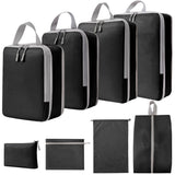 8 Pcs Sport Style Multi-Function Compression Packing Cubes Custom Skincare Bag with Zipper Closure Suitcase Luggage Organizers
