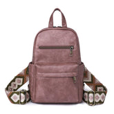 New Women's Retro Solid Color Backpack PU Leather Convertible Crossbody Backpack Chest Bag