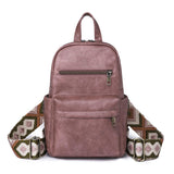New Women's Retro Solid Color Backpack PU Leather Convertible Crossbody Backpack Chest Bag