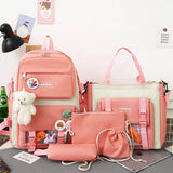School Book Bag for 5 Piece Student School Bag Set Cute College Backpack Set for Girls Teenagers Trendy Preppy Shoulder Bag