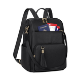 Women's Genuine Leather Anti-theft Travel Backpack Purse with Tassel Casual Shoulder Handbag