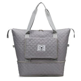 High Quality Large Capacity Quilted Weekender Bag Waterproof Folding Scalable Travel Duffle Bag with Wet Dry Pocket
