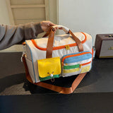 Handheld Travel Bag Short Trip Shoe Compartment Creative Geometric Oxford Casual Crossbody Gym Luggage Bag Fashionable New Bag