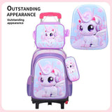 3D Nylon Polyester Fabric Primary School Students Three-piece Children's Drawbar Schoolbag Breathable Waterproof Curved Backpack