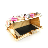 Luxury Lady Diamond Flower Evening Bag Wristlets Wedding Party Bridal Clutch Purse Chain Shoulder Flower Evening Bags