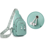 Solid Chevron Leather Women's Sling Shoulder Bag PU Travel Backpack Sport Ladies Chest Bag