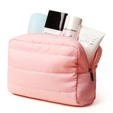 Large Capacity Quilted Cosmetic Bag Portable High-End Polyester for Business Trip Female Makeup Brushes Toiletry Storage