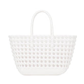 Beach Handbag Women's Waterproof Colorful Hollow for Jelly Woven Basket Easy-to-Wash Crochet Bag Durable Rattan