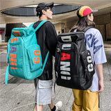 Letter Street Style Oxford Backpack Air Cushion Straps Large Capacity 36-55L Unisex for High School Students Korean Japanese Bag