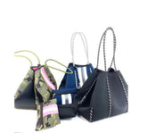 Hot Sale Large Capacity Neoprene Tote Bag for Women Casual Style Travel Shoulder Bag Chains Print Rivet for Pool Beach