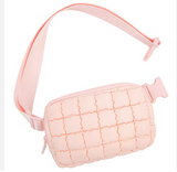 Women's Puffer Quilted Puffy Logo Waist Bag Adjustable Strap Sports Running Bag with Zipper Closure New Cross Body Design