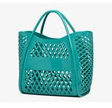 Tote Bag Large Capacity PVC Jelly Bag New Plastic Handheld Rectangle Beach Bath Wash Basket Hollow Cooling Shopping Basket