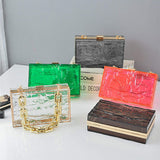 Summer Ladies Transparent Boxed Purse Crossbody Handbag Trendy Women clear Acrylic Evening Clutch Bag