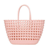 Beach Handbag Women's Waterproof Colorful Hollow for Jelly Woven Basket Easy-to-Wash Crochet Bag Durable Rattan