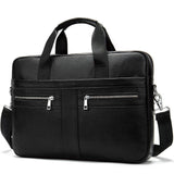 Briefcase 14-inch Genuine Leather Men's Business Portable Official Shoulder Bag with Cross-Border Design
