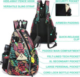 Colored Leaves Durable Large Capacity Waterproof Nylon Pickleball Sling Bag Pickleball Backpack for Women Men
