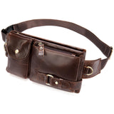 Waist Bag Men's Fashionable Top Layer Cowhide Genuine Leather Single Shoulder Crossbody Zipper Portable Water-Proof Phone Chest