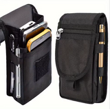 Premium Unisex Nylon Waist Bag – Durable Three-Compartment Outdoor Sling featuring Integrated Pen Slots and Secure Smartphone Storage
