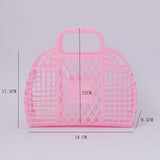 Summer Retro Jelly Beach Basket Bag Unisex Portable PVC Plastic for Kids Women Open Easter Vacation Beach Bag