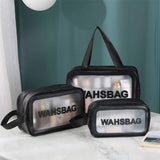 Foldable Lady Travel Zipper Cosmetic Bag Transparent Vinyl Waterproof Beach Toilet Wash Bag Clear TPU PVC Letter