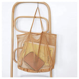 New Eco-Friendly Cotton Mesh Shopping Tote Bags Customized Label Colorful Net Crochet Reusable Shoulder Unisex with Nylon Lining
