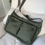 Casual Nylon Zipper Crossbody Bag Foldable Large Capacity Multi-pocket Sports Waterproof Zipper Closure Messenger Shoulder Bag