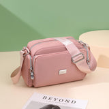 Women's Lightweight Cross-border Nylon Shoulder Bag Simple Fashion Small Square PU Crossbody Wide Messenger Bag