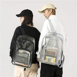 Cross-Border Supply Large Capacity Transparent PVC School Backpack Waterproof with Polyester Lining Sports Bag