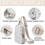 Chic Vegan Leather Statement Sling – Premium PU Waist Bag featuring Sophisticated Cow & Leopard Prints with Secure Zippered Utility