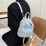 Luxury Chic Japanese Style Female Day Pack Leisure Girl School Knapsack Quilted Shoulder Purses Zipper Plaid Backpack