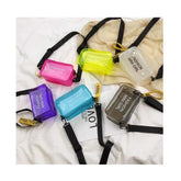 Letter Printed Mini Shoulder Messenger Bag PVC Handbags Women Clear Jelly Purse Fashion Girl Purses Transparent Candy