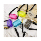 Letter Printed Mini Shoulder Messenger Bag PVC Handbags Women Clear Jelly Purse Fashion Girl Purses Transparent Candy