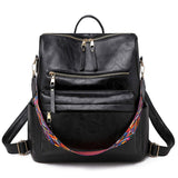 PU Leather Leopard Print Retro Fashion Soft Waterproof Zipper Closure Polyester Casual New Style Convertible Backpack for Girls