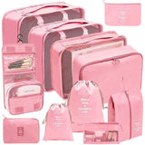 11PCS Unisex Digital Travel Storage Bag Set Nylon Letter Pattern Zipper Closure Dust Proof for Cosmetics Clothes Shoes Luggage