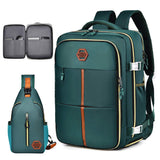 Waterproof Travel Backpack Oxford Women Waterproof 15Inch Laptop Schoolbag With Shoe Storage Travel Bag