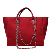 Handbags Shoulder Women Beach Bags Large Capacity Canvas Tote Bag With Chain