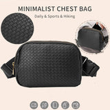 Trendy New Vegan Leather Crossbody Waist Pack Sling Style with Belt and Box Pattern Waist Bags for Travel