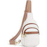 Women's Fashion Summer Outdoor Chest Bags with Vegan Guitar Strap PU Leather Waterproof Crossbody Sling Messenger Bags