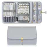 Hot Selling Women's Portable PU Leather Jewelry Travel Organizer Tangle-Free Roll Bag with Open Closure Letter Pattern