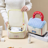 Cute House Cosmetic Bag Large Capacity Cottage Toiletry Bag Portable Hand-Held Multi-Purpose Polyester Storage Bag Cloudy