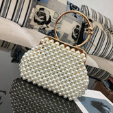 Popular DIY Handmade Solid Color Curved Rhinestone Acrylic Beaded Evening Clutch Bag Fashion Make Up Bag