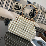 Popular DIY Handmade Solid Color Curved Rhinestone Acrylic Beaded Evening Clutch Bag Fashion Make Up Bag