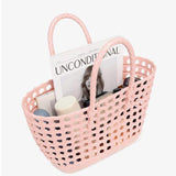 Beach Handbag Women's Waterproof Colorful Hollow for Jelly Woven Basket Easy-to-Wash Crochet Bag Durable Rattan