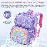 Protection Lightweight for Girls Double Shoulder Bag Waterproof Nylon Backpack for Elementary School Students Grades 3-6 Spine