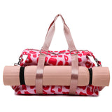 European American Cow Pattern Travel Bag Large Waterproof Polyester Satchel for Women Dry Wet Separation Fitness Fashion Bags