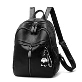 Large-Capacity Pu Leather Fashion Casual Backpack for Ladies Students College Style Travel Bag with Polyester Lining