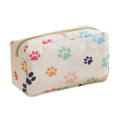 Makeup Bag Fashionable Women's Octagonal Corduroy Zippered Cosmetic Storage with Printed Pattern