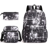 New Starry Sky Three-Piece Student Backpack USB Anti-Theft Waterproof Features for Junior High School Students 3-6 Years Old Bow