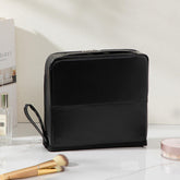 Large Capacity PU Cosmetic Bag with Zipper Closure Water Resistant Portable Makeup Travel for Toiletry Brushes Stand Shape