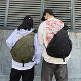 Large Capacity Waterproof Nylon Adjustable Black Men's Crossbody Shoulder Sling Fanny Pack Chest Bag for Outdoor Camping